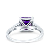 Asscher Cut Art Deco Wedding Engagement Ring Bridal Baguette Simulated Cubic Zirconia 925 Sterling Silver