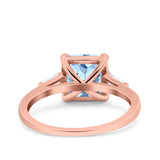 Asscher Cut Art Deco Wedding Engagement Ring Bridal Baguette Simulated Cubic Zirconia 925 Sterling Silver