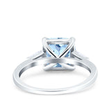 Asscher Cut Art Deco Wedding Engagement Ring Bridal Baguette Simulated Cubic Zirconia 925 Sterling Silver