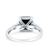 Asscher Cut Art Deco Wedding Engagement Ring Bridal Baguette Simulated Cubic Zirconia 925 Sterling Silver