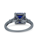Asscher Cut Art Deco Wedding Engagement Ring Bridal Baguette Simulated Cubic Zirconia 925 Sterling Silver