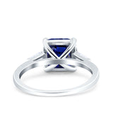 Asscher Cut Art Deco Wedding Engagement Ring Bridal Baguette Simulated Cubic Zirconia 925 Sterling Silver
