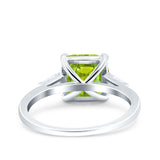 Asscher Cut Art Deco Wedding Engagement Ring Bridal Baguette Simulated Cubic Zirconia 925 Sterling Silver