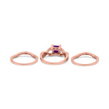 Three Piece Infinity Shank Cushion Cut Art Deco Halo Engagement Ring Round Simulated Cubic Zirconia 925 Sterling Silver