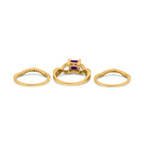 Three Piece Infinity Shank Cushion Cut Art Deco Halo Engagement Ring Round Simulated Cubic Zirconia 925 Sterling Silver