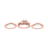 Three Piece Infinity Shank Cushion Cut Art Deco Halo Engagement Ring Round Simulated Cubic Zirconia 925 Sterling Silver