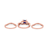Three Piece Infinity Shank Cushion Cut Art Deco Halo Engagement Ring Round Simulated Cubic Zirconia 925 Sterling Silver