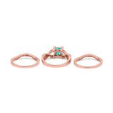 Three Piece Infinity Shank Cushion Cut Art Deco Halo Engagement Ring Round Simulated Cubic Zirconia 925 Sterling Silver
