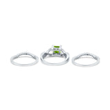 Three Piece Infinity Shank Cushion Cut Art Deco Halo Engagement Ring Round Simulated Cubic Zirconia 925 Sterling Silver