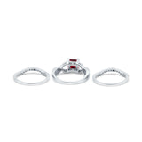 Three Piece Infinity Shank Cushion Cut Art Deco Halo Engagement Ring Round Simulated Cubic Zirconia 925 Sterling Silver