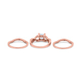 Three Piece Infinity Shank Cushion Cut Art Deco Halo Engagement Ring Round Simulated Cubic Zirconia 925 Sterling Silver