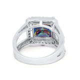 Halo Princess Shape Engagement Ring Simulated CZ 925 Sterling Silver