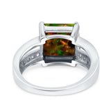 Princess Cut Art Deco Engagement Ring Simulated Cubic Zirconia 925 Sterling Silver