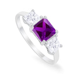 Princess Cut Engagement Ring Simulated Cubic Zirconia 925 Sterling Silver
