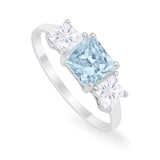 Princess Cut Engagement Ring Simulated Cubic Zirconia 925 Sterling Silver