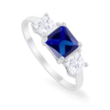 Princess Cut Engagement Ring Simulated Cubic Zirconia 925 Sterling Silver