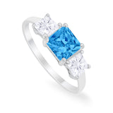 Princess Cut Engagement Ring Simulated Cubic Zirconia 925 Sterling Silver