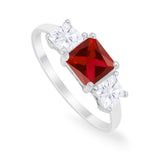 Princess Cut Engagement Ring Simulated Cubic Zirconia 925 Sterling Silver
