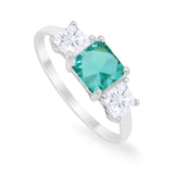 Princess Cut Engagement Ring Simulated Cubic Zirconia 925 Sterling Silver