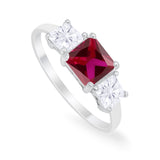 Princess Cut Engagement Ring Simulated Cubic Zirconia 925 Sterling Silver