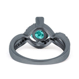 Art Deco Wedding Bridal Ring Round Simulated Cubic Zirconia 925 Sterling Silver