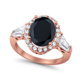 Halo Fashion Ring Round Baguette Simulated CZ 925 Sterling Silver