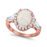 Halo Fashion Ring Round Baguette Simulated CZ 925 Sterling Silver
