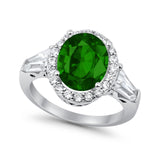 Halo Fashion Ring Round Baguette Simulated CZ 925 Sterling Silver
