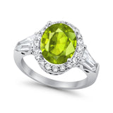 Halo Fashion Ring Round Baguette Simulated CZ 925 Sterling Silver