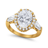 Halo Fashion Ring Round Baguette Simulated CZ 925 Sterling Silver