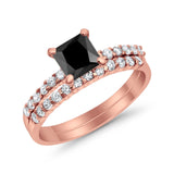 Princess Cut Bridal Set Simulated CZ 925 Sterling Silver Ring