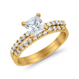 Princess Cut Bridal Set Simulated CZ 925 Sterling Silver Ring