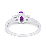 Solitaire Engagement Ring Oval Simulated Cubic Zirconia 925 Sterling Silver