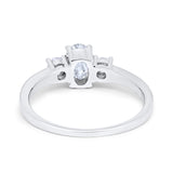 Solitaire Engagement Ring Oval Simulated Cubic Zirconia 925 Sterling Silver