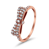 Wedding Ring Ribbon Shape Round Simulated Cubic Zirconia 925 Sterling Silver