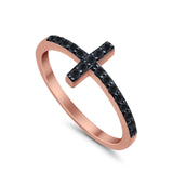 Wedding Eternity Sideways Cross Rings Simulated CZ 925 Sterling Silver