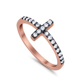 Wedding Eternity Sideways Cross Rings Simulated CZ 925 Sterling Silver