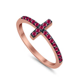 Wedding Eternity Sideways Cross Rings Simulated CZ 925 Sterling Silver