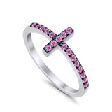 Wedding Eternity Sideways Cross Rings Simulated CZ 925 Sterling Silver