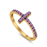Wedding Eternity Sideways Cross Rings Simulated CZ 925 Sterling Silver