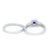Halo Two Piece Engagement Ring Simulated Cubic Zirconia 925 Sterling Silver