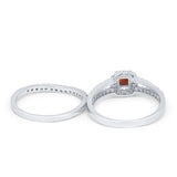 Halo Two Piece Engagement Ring Simulated Cubic Zirconia 925 Sterling Silver