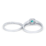 Halo Two Piece Engagement Ring Simulated Cubic Zirconia 925 Sterling Silver