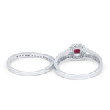 Halo Two Piece Engagement Ring Simulated Cubic Zirconia 925 Sterling Silver
