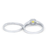 Halo Two Piece Engagement Ring Simulated Cubic Zirconia 925 Sterling Silver