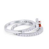 Wedding Band Ring Round Piece Simulated Cubic Zirconia 925 Sterling Silver