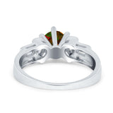 Round Wedding Ring Pear & Baguette Simulated Cubic Zirconia 925 Sterling Silver