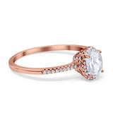 Halo Fashion Ring Oval Simulated Cubic Zirconia Accent 925 Sterling Silver