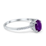 Halo Fashion Ring Oval Simulated Cubic Zirconia Accent 925 Sterling Silver