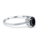 Halo Fashion Ring Oval Simulated Cubic Zirconia Accent 925 Sterling Silver